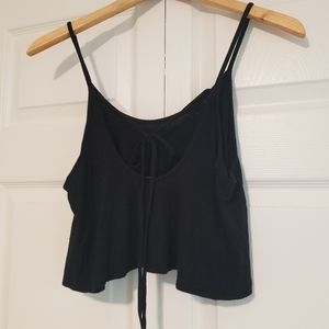 Cropped black spaghetti top